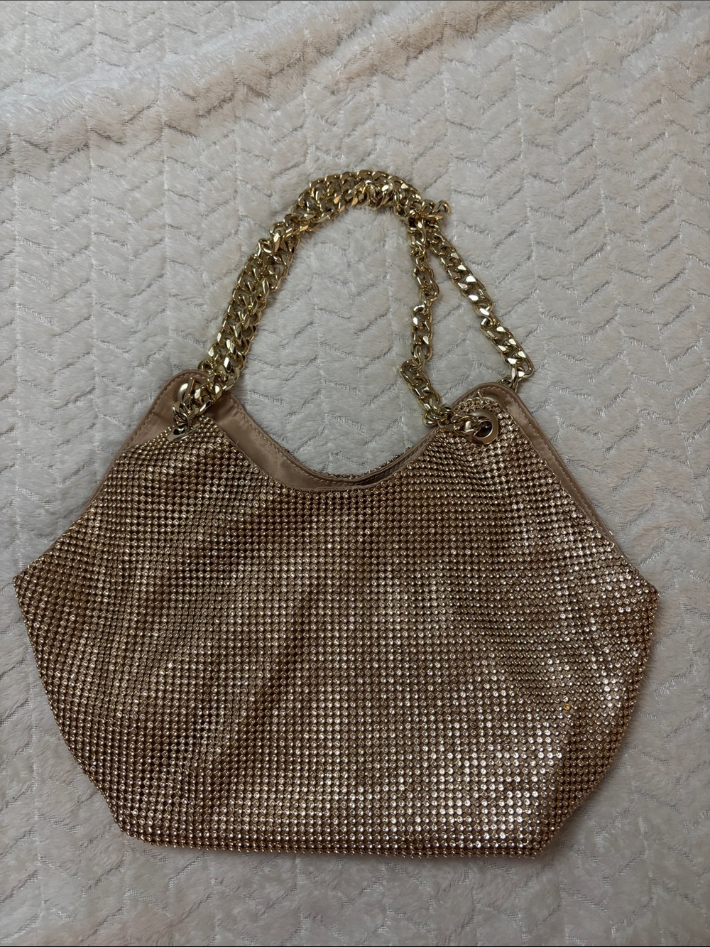 Zara Gold Rhinestone Chain Shoulder Bag